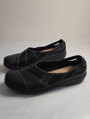 CLARKS EVIANNA FIG 4 COMFORT LEATHER LOAFERS BROWN SLIP ON LADIES 8.5 VGUC CUTE